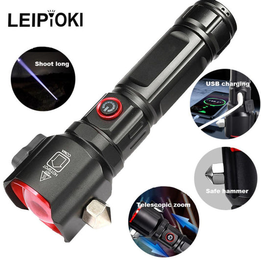 Tactical LED _ZOOM Flashlight -with Hammer