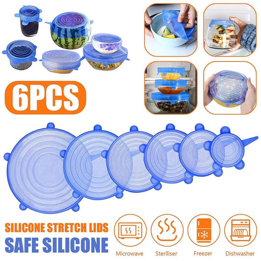 6PCS Silicone Spill Stopper Lid Set